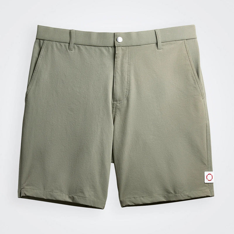 Public Beach Olive Performance Hybrid 7" Short with Back Elastic Waistband