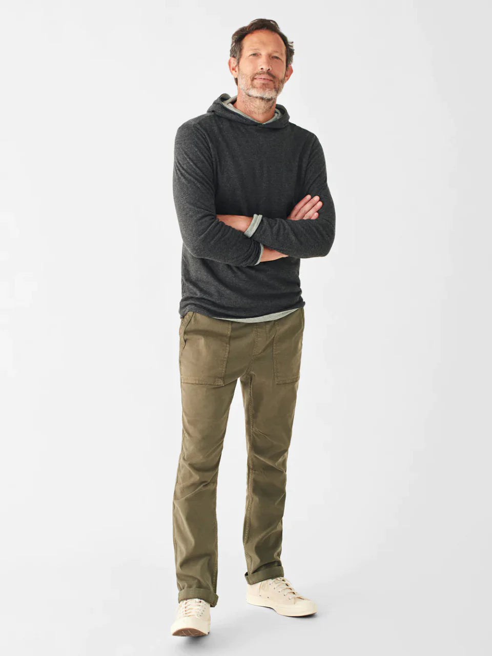Otrium,Faherty, Faherty Heather Grey Reversible Knit Hoodie, Grey, Extra Large-48-TagXL