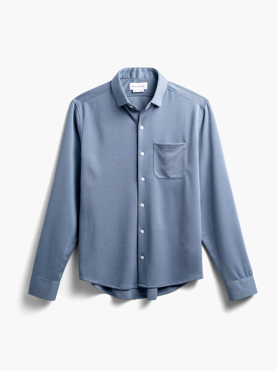 Wholesale,Ministry of Supply, Ministry of Supply Slate Blue 4 Way Stretch Long Sleeve Sport Button Up Shirt, Blue, Large-45-TagLMedium-42-TagM