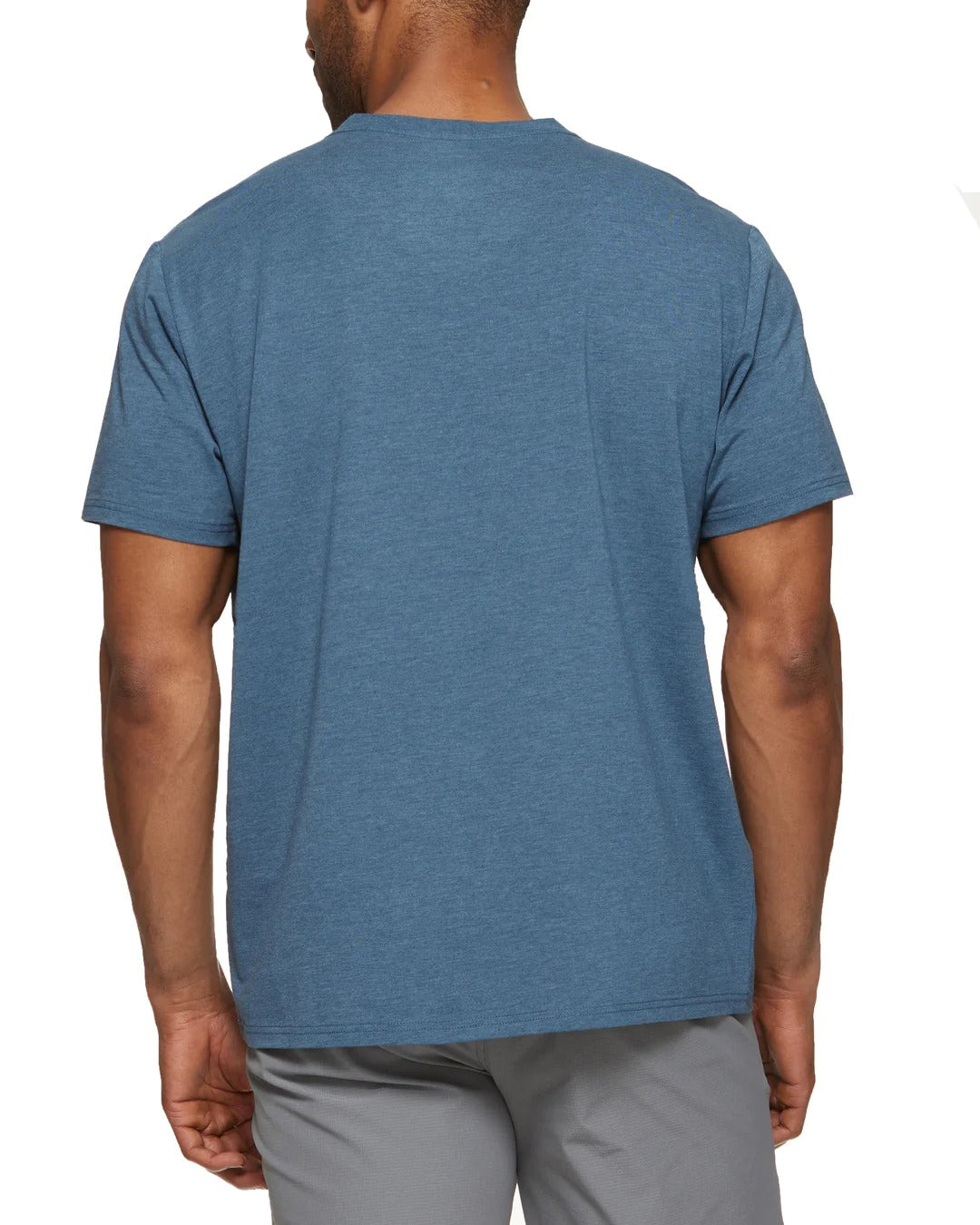 Wholesale,Flag & Anthem, Flag & Anthem Navy Heather Stretch Comfort V Neck Tee, Blue, Large-44-TagL