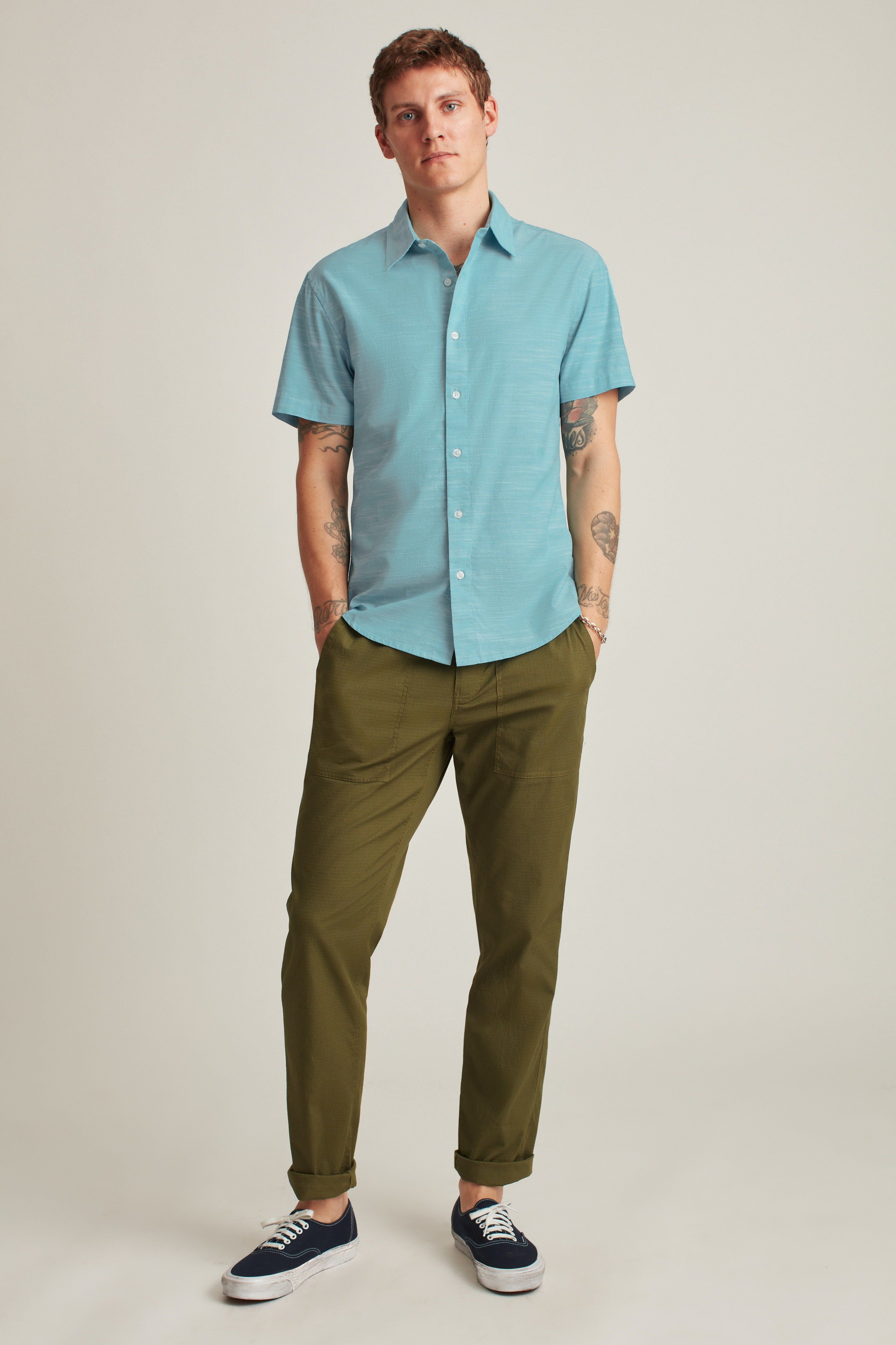 Wholesale,Bonobos, Bonobos Aqua Textured Stretch Short Sleeve Shirt, Blue, Medium-42-TagM