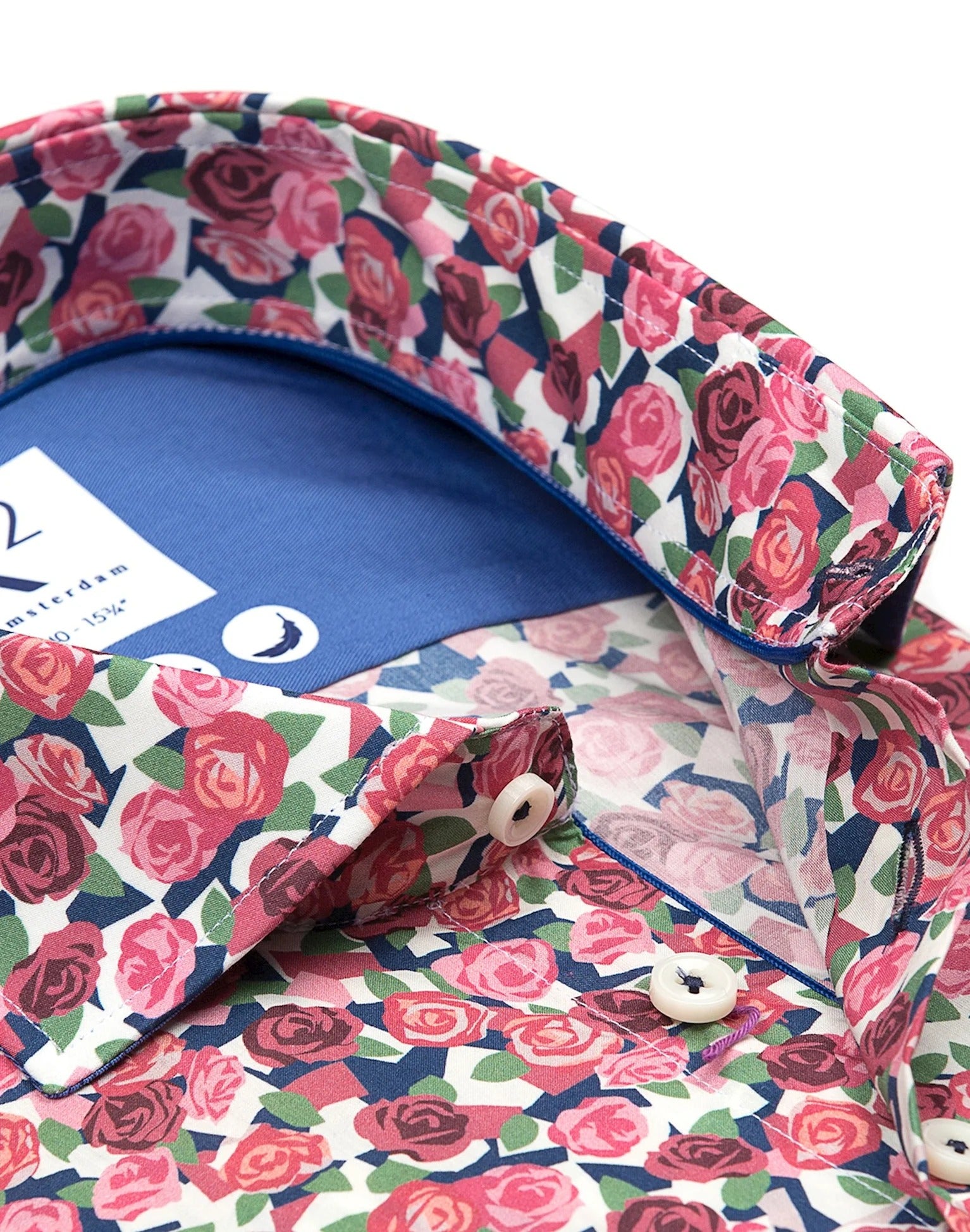 Brand Partner,R2 Amsterdam, R2 Amsterdam Pink Rose Print Cotton Shirt, Pink, Medium-42-Tag40