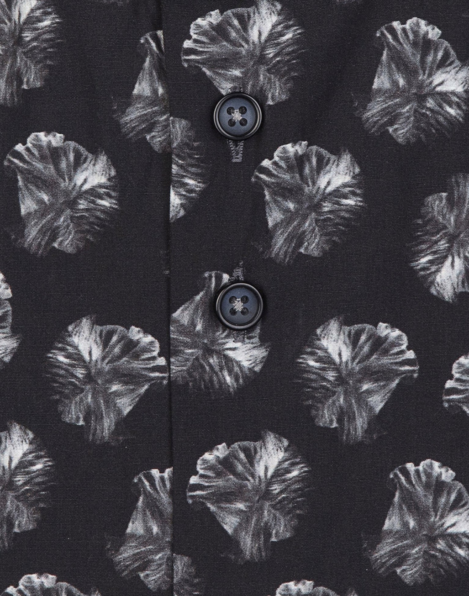 Brand Partner,R2 Amsterdam, R2 Amsterdam Black Leaf Print Long Sleeve Button Up Shirt, Black, Extra Large-50-Tag44
