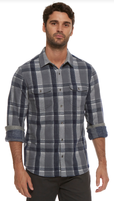 Flag and Anthem Navy/Grey Plaid Hero Knit Flannel Shirt