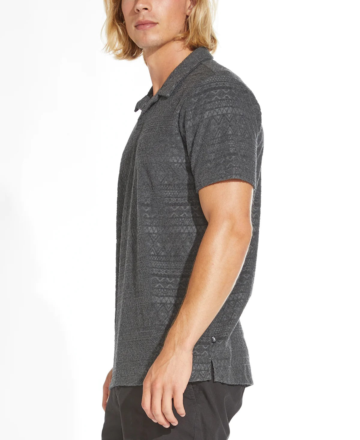 Wholesale,Civil Society, Civil Society Heather Dark Charcoal Jacquard Short Sleeve Resort Polo, Grey, Large-44-TagL