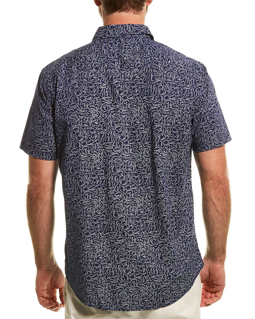 GILT, Joules Navy Marine Life Print Short Sleeve Button Up Shirt, Blue, Medium-44-TagMLarge-47-TagL