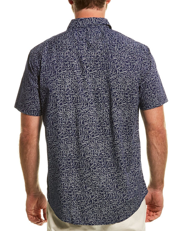 Joules Navy Marine Life Print Short Sleeve Button Up Shirt