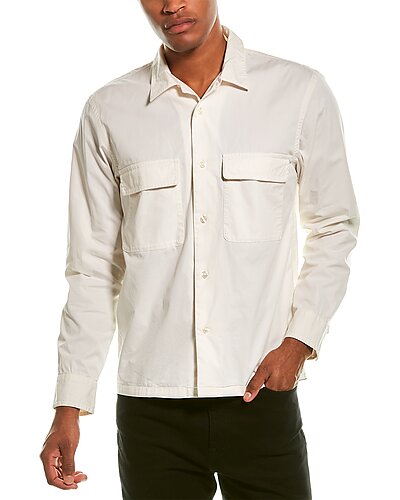GILT,Club Monaco, Club Monaco Beige Double Flap Pocket Button Up Shirt, Tan, Small-41-TagS