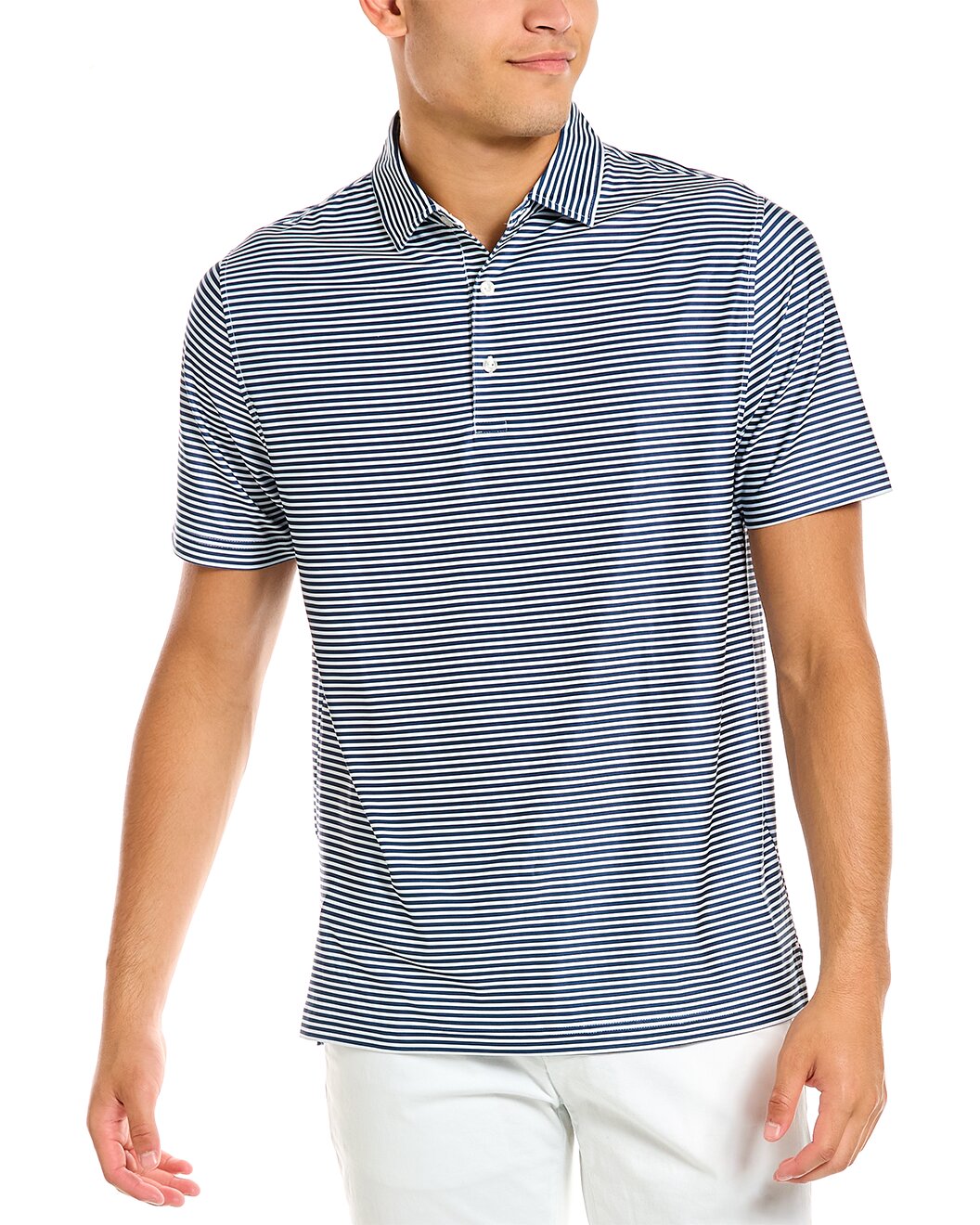 Hickey Freeman,Hickey Freeman, Hickey Freeman Blue Stripe Performance Polo, Blue, Large-47-TagL