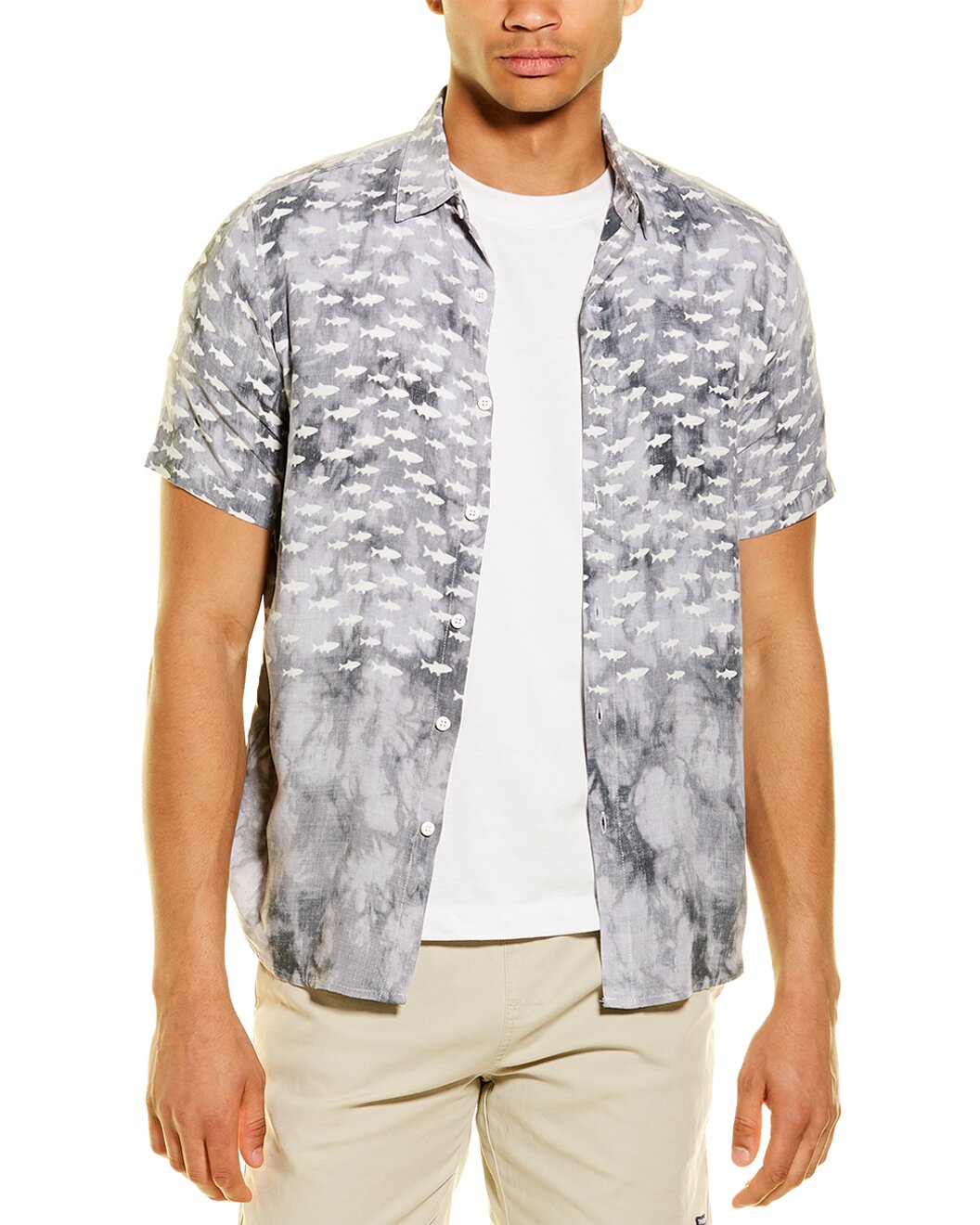 GILT,Endless Summer, Endless Summer Grey Short Sleeve Button Down Shirt, Grey, Medium-41-TagM