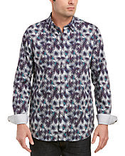 GILT,Ted Baker, Ted Baker Purple Palm Leaf Printed Button Up Shirt, Purple, Medium-42-TagM