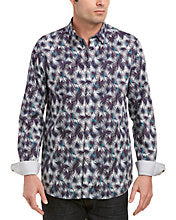 Ted Baker Purple Palm Leaf Printed Button Up Shirt