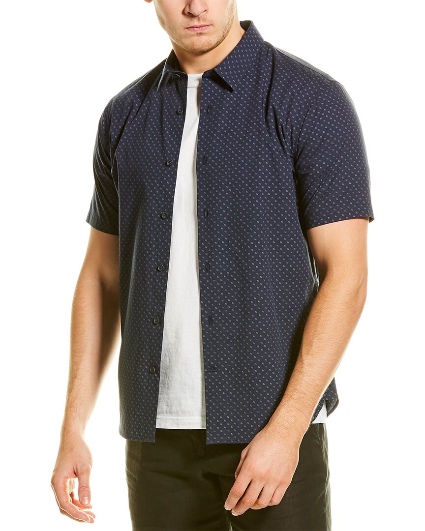 GILT,Vince, Vince Navy Geo Print Short Sleeve Button Up Shirt, Blue, Small-39-TagS