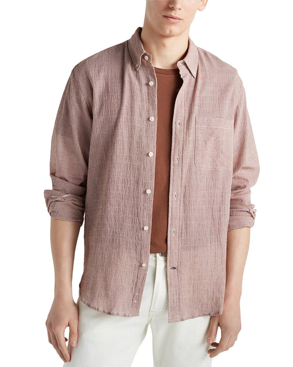 Club Monaco Dusty Red Textured Gauze Button Up Shirt