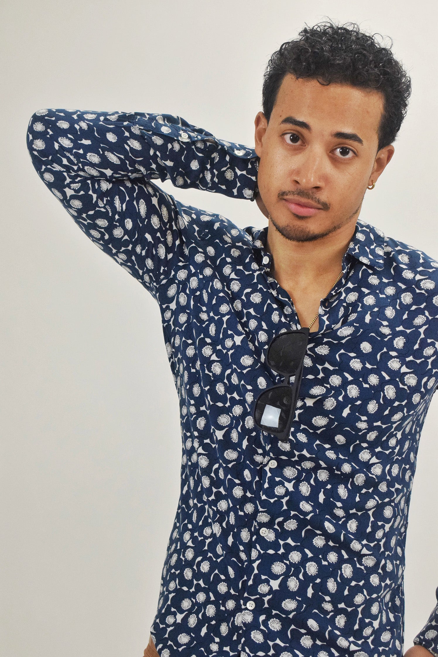 The RealReal,Sandro, Sandro Navy Floral Print Lightweight Long Sleeve Button Up Shirt, Unknown, Unknown