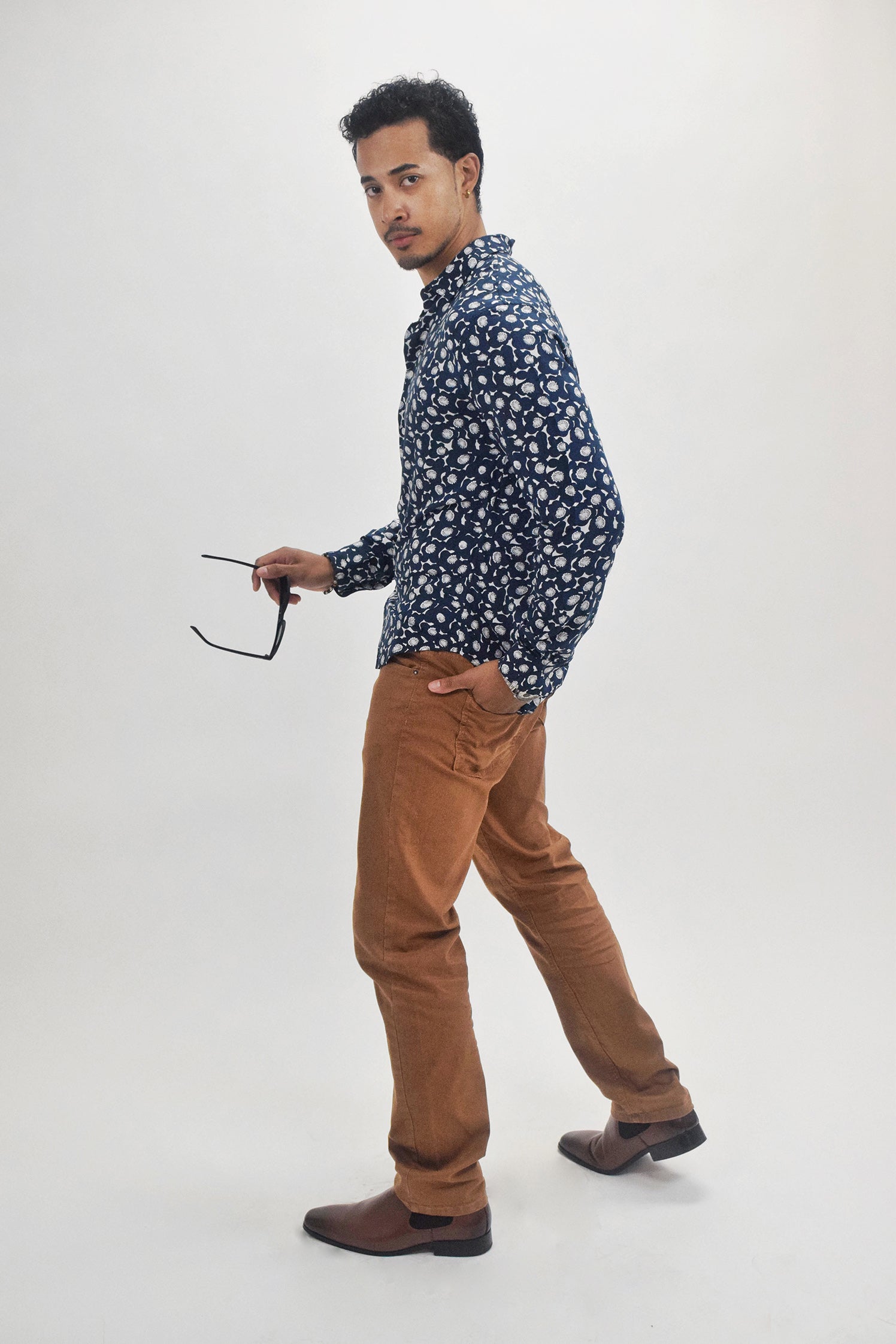 The RealReal,Sandro, Sandro Navy Floral Print Lightweight Long Sleeve Button Up Shirt, Unknown, Unknown