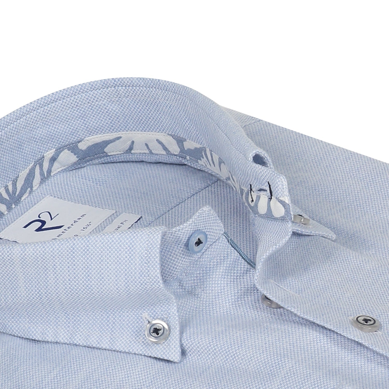 Brand Partner,R2 Amsterdam, R2 Amsterdam Light Blue Heather Button Up Shirt, , 