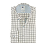 R2 Amsterdam Light Grey Gingham Print Button Down Shirt