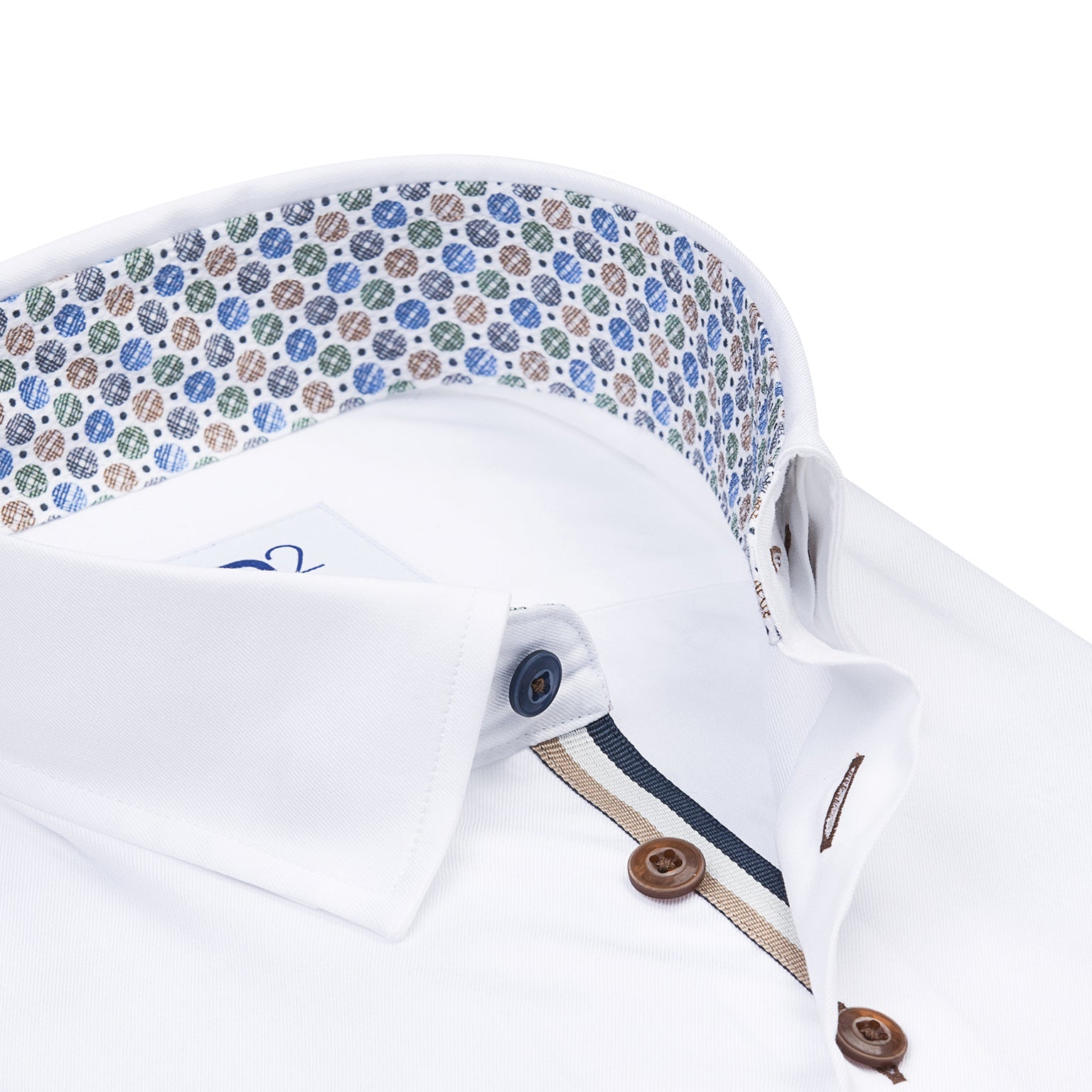 Brand Partner,R2 Amsterdam, R2 Amsterdam White Graphic Circles Contrast Facing Shirt, White, Medium-41-TagM