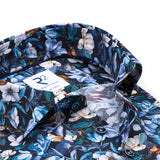 R2 Amsterdam Blue Multi Floral Print Button Up Shirt