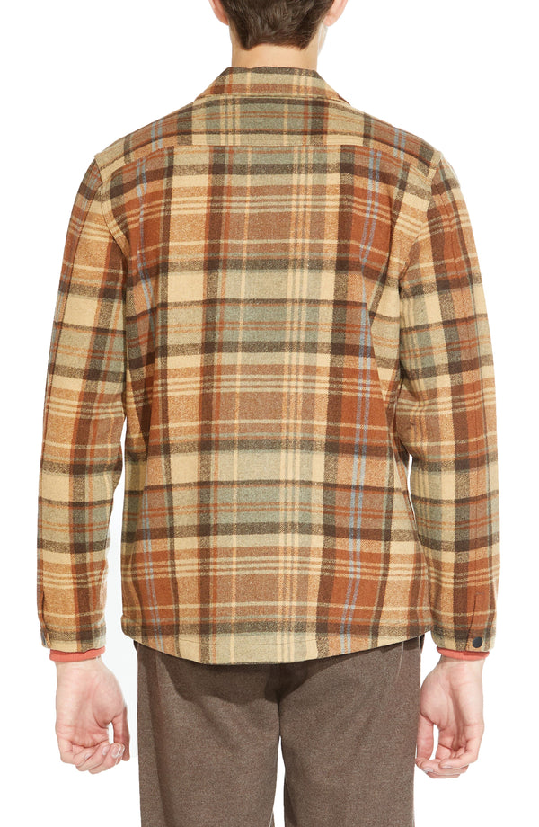 Civil Society Brown & Tan Plaid Print Knit Shirt Jacket