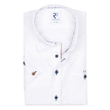 R2 Amsterdam White Solid Short Sleeve Button Up