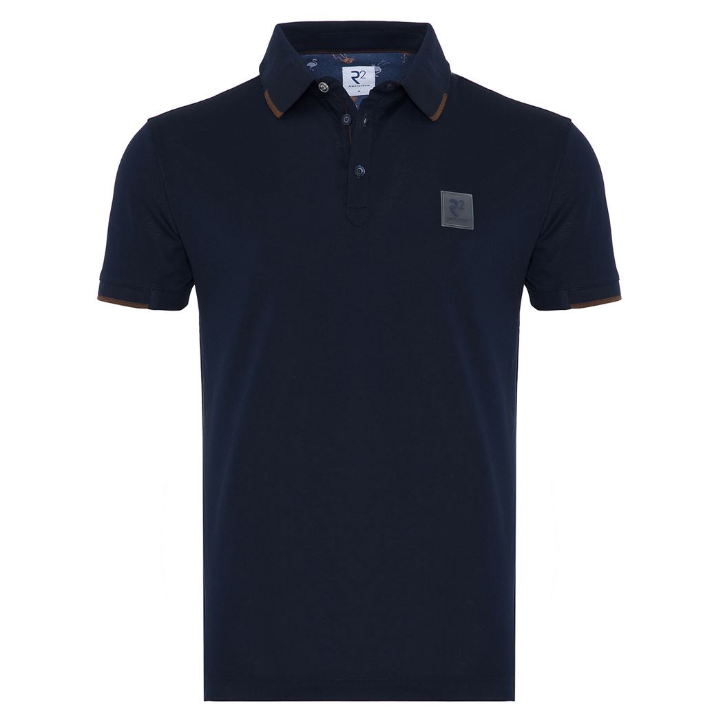 Brand Partner,R2 Amsterdam, R2 Amsterdam Navy w/ Brown Trim Polo, Blue, Medium-42-TagM