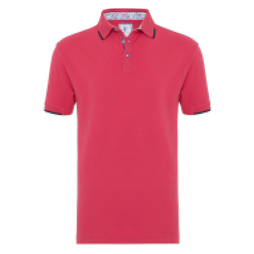 Brand Partner,R2 Amsterdam, R2 Amsterdam Red w/ Navy Trim Short Sleeve Polo, Red, Medium-42-TagL