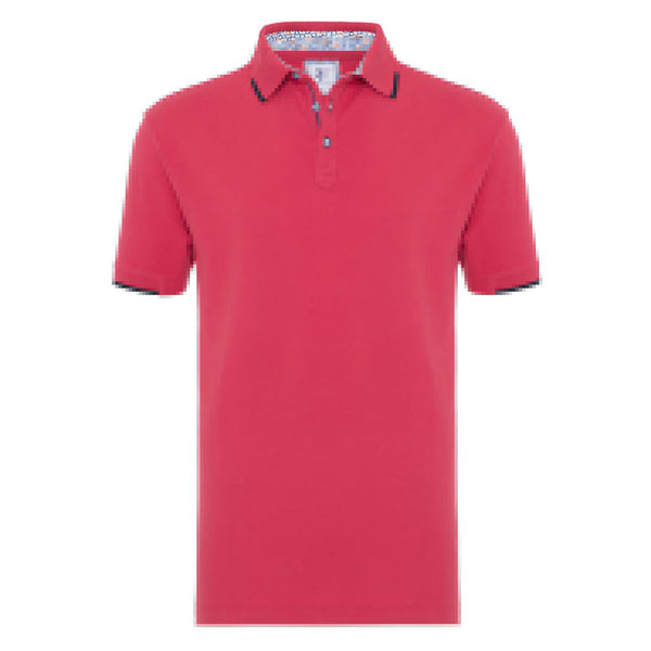 R2 Amsterdam Red w/ Navy Trim Short Sleeve Polo