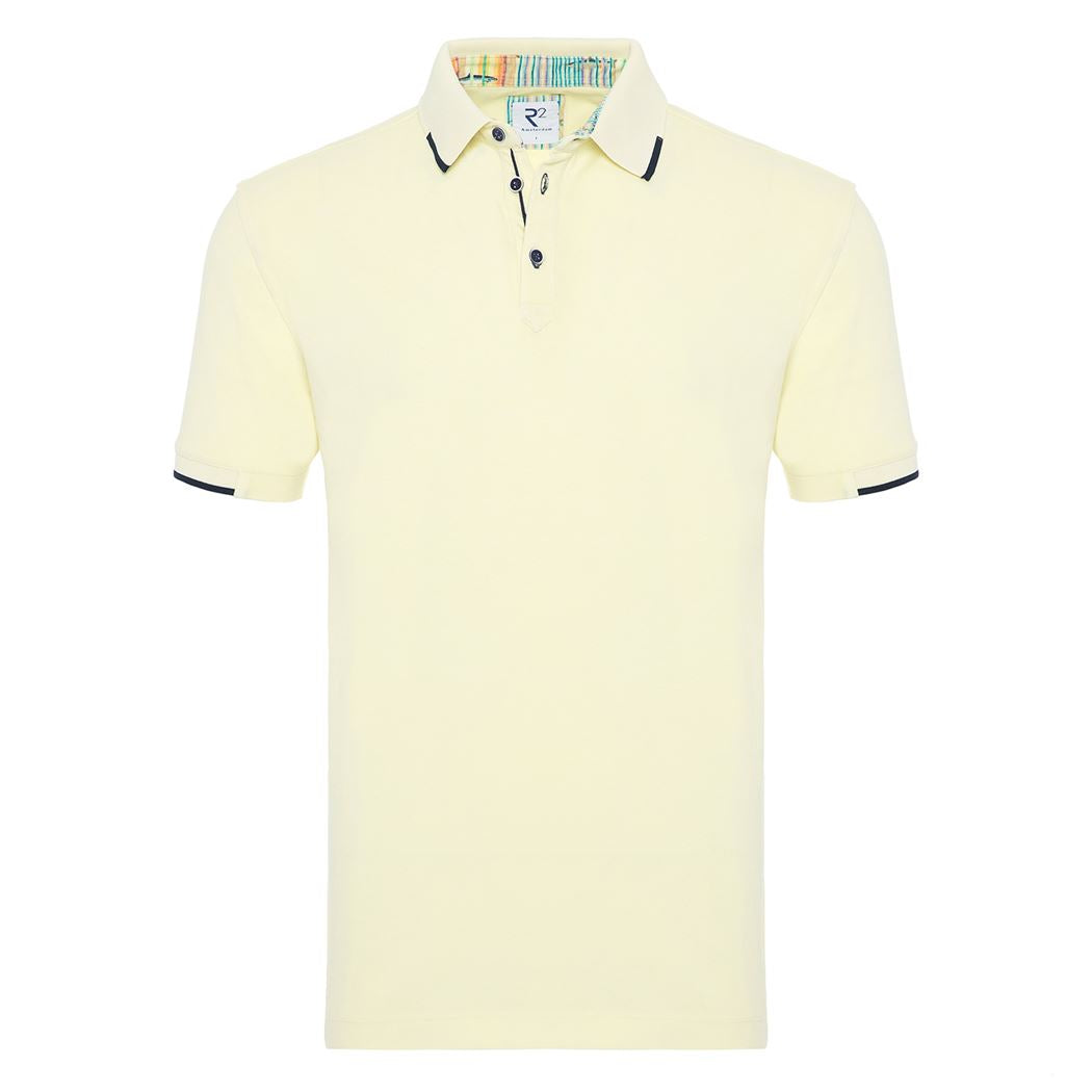 Brand Partner,R2 Amsterdam, R2 Amsterdam Yellow w/ Navy Trim Polo, Yellow, Large-42-TagL