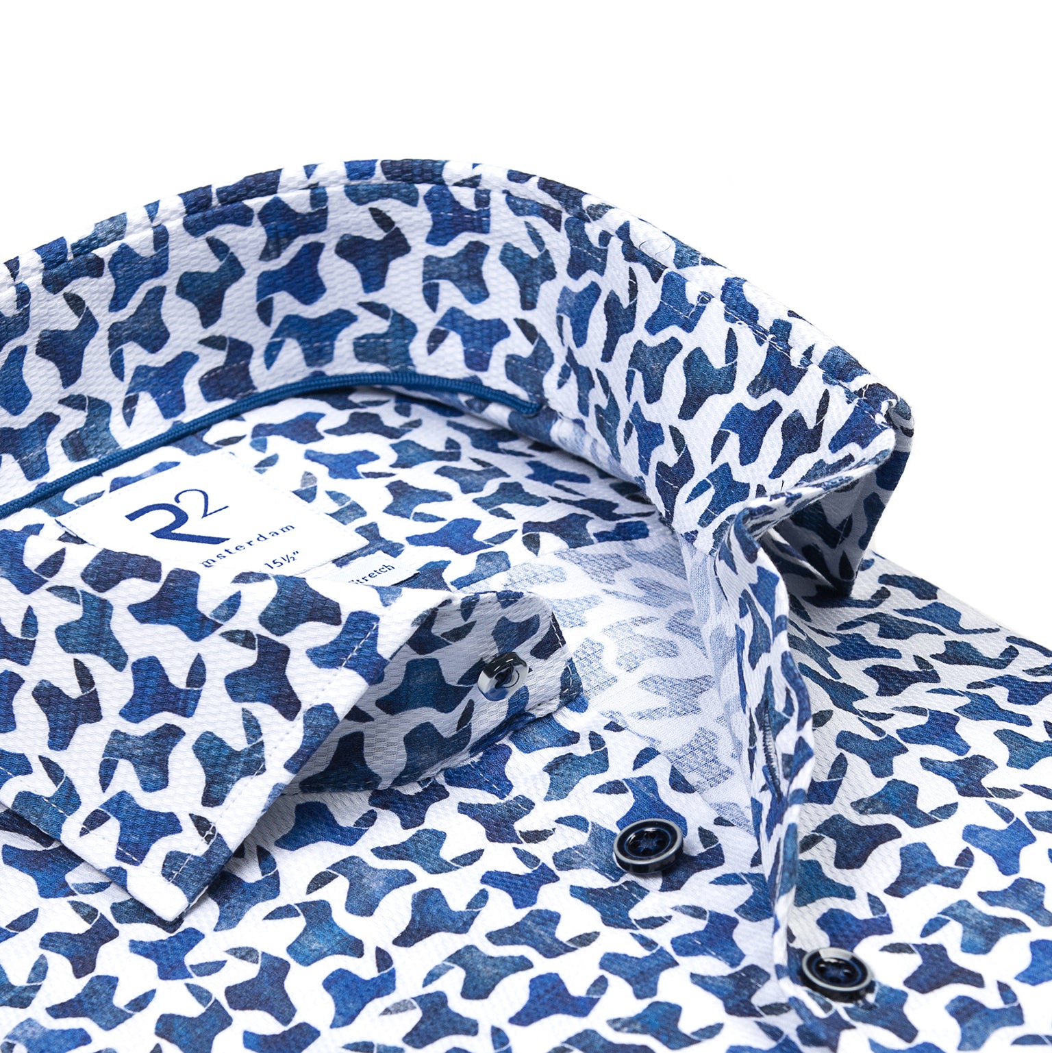 Brand Partner,R2 Amsterdam, R2 Amsterdam White Abstract Chair Print Button Up Shirt, White, Small-41-TagS