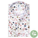 R2 Amsterdam White Fantasy Red Print Performance Button Up Shirt