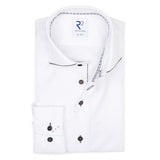 R2 Amsterdam White Solid w/ Grey Trim Collar Button Up