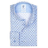 R2 Amsterdam Blue Clover Print Button Up