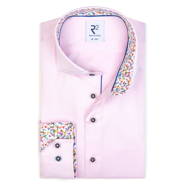 R2 Amsterdam Pastel Pink Solid Button Up Shirt