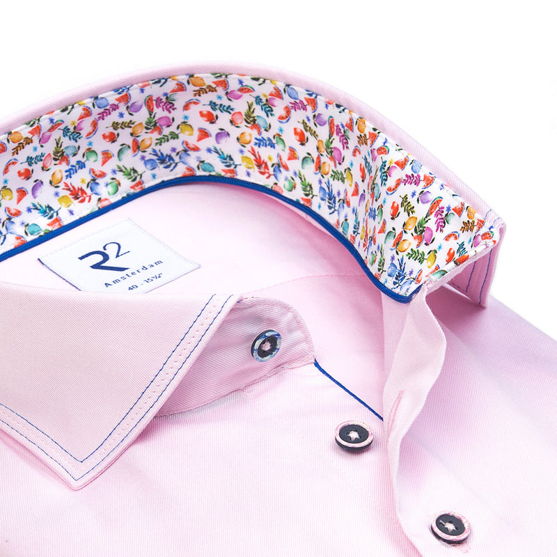 R2 Amsterdam Pastel Pink Solid Button Up Shirt