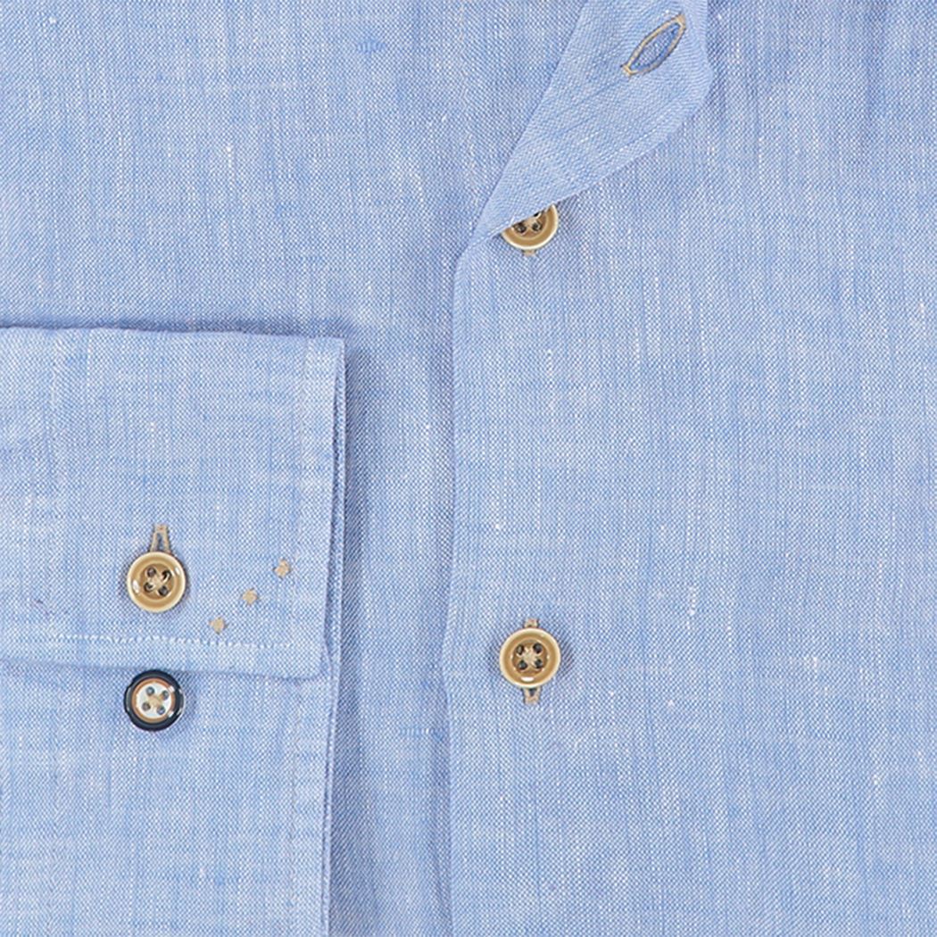 Brand Partner,R2 Amsterdam, R2 Amsterdam Light Blue Linen Long Sleeve Button Up Shirt, Blue, Extra Extra Large-54-TagXXL