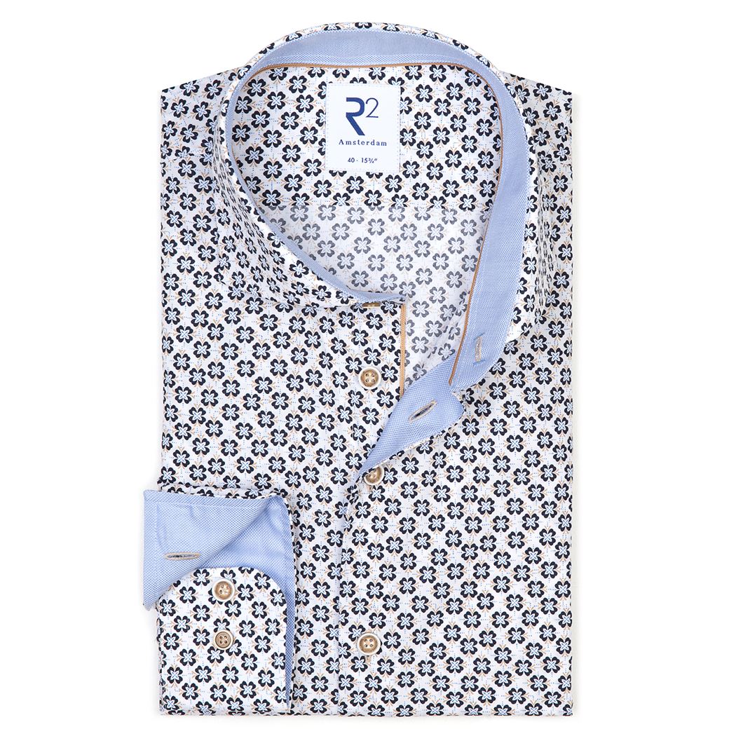 Brand Partner,R2 Amsterdam, R2 Amsterdam White Floral Print Button Up, White, Medium-42-TagM