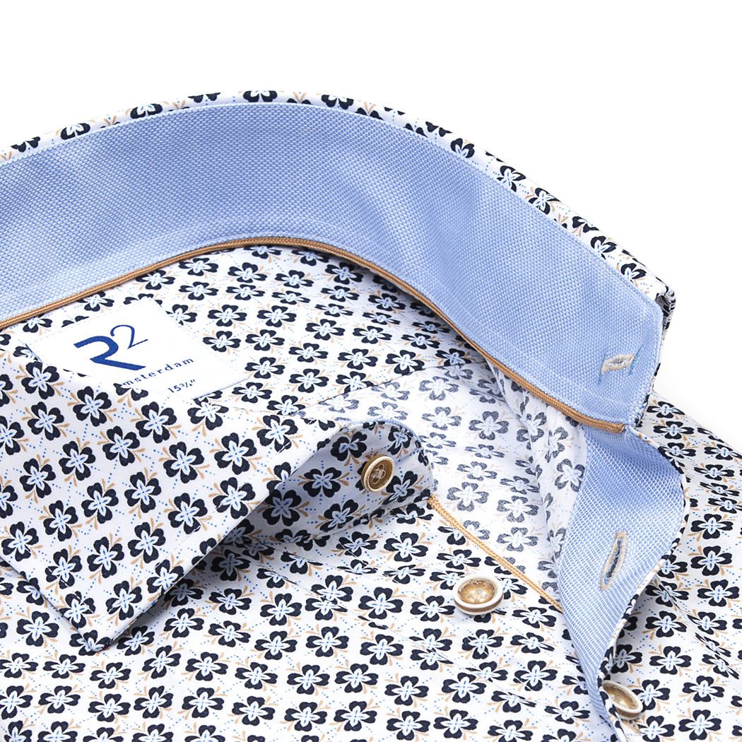Brand Partner,R2 Amsterdam, R2 Amsterdam White Floral Print Button Up, White, Medium-42-TagM