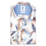 R2 Amsterdam White Palm Leaf Print Button Up