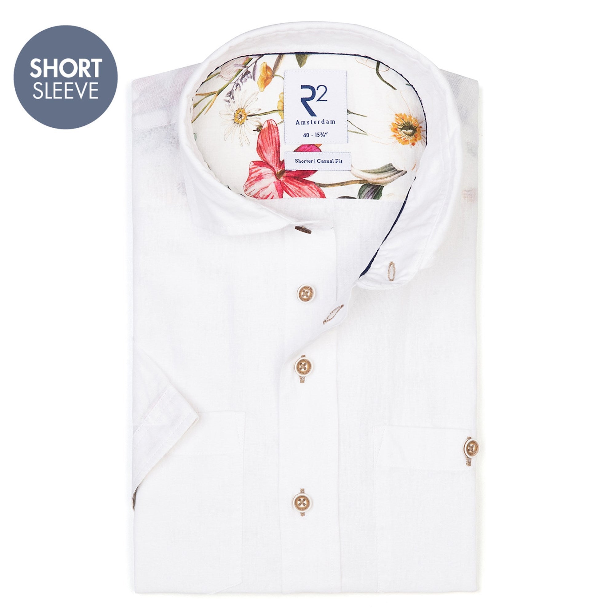Brand Partner,R2 Amsterdam, R2 Amsterdam White Solid Linen Blend Short Sleeve Button Up, White, Medium-41-TagM