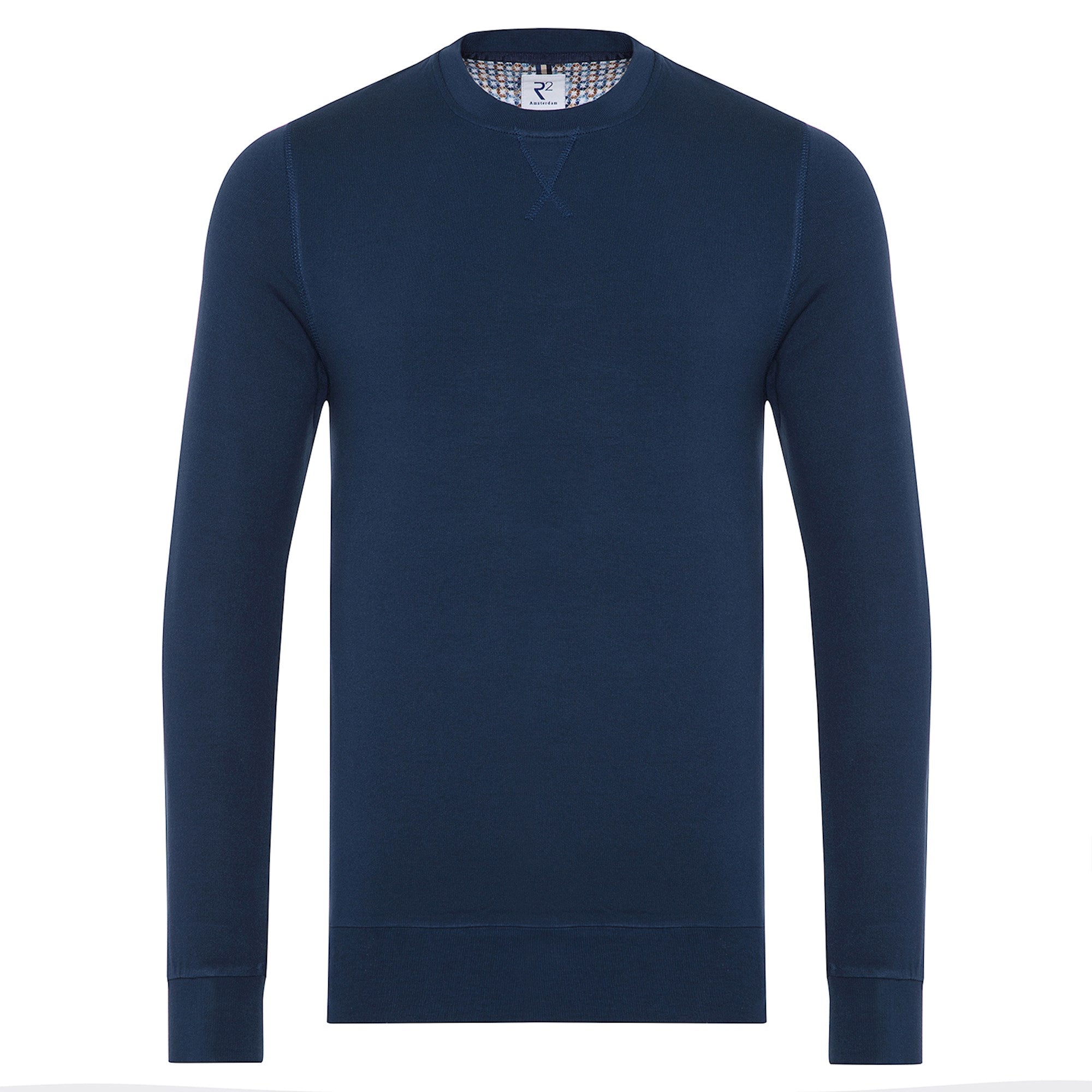 Brand Partner,R2 Amsterdam, R2 Amsterdam Dark Blue Crew Neck Pullover Sweatshirt, Blue, Medium-38-TagL