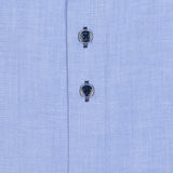 R2 Amsterdam Blue Long Sleeve Button Up Shirt With Dotted Collar And Cuff Detail