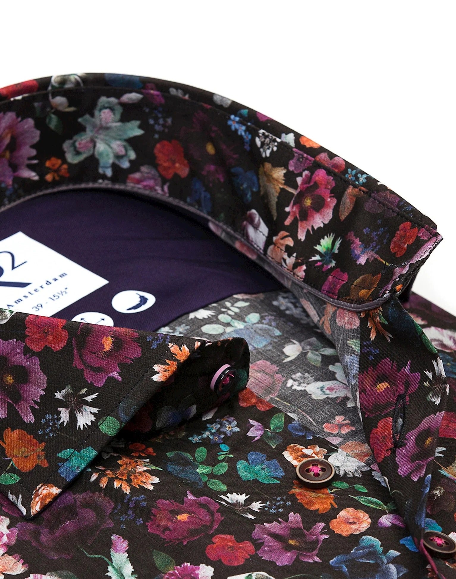 Brand Partner,R2 Amsterdam, R2 Amsterdam Multicolor Floral Long Sleeve Button Up Shirt, Red, Medium-43-Tag41