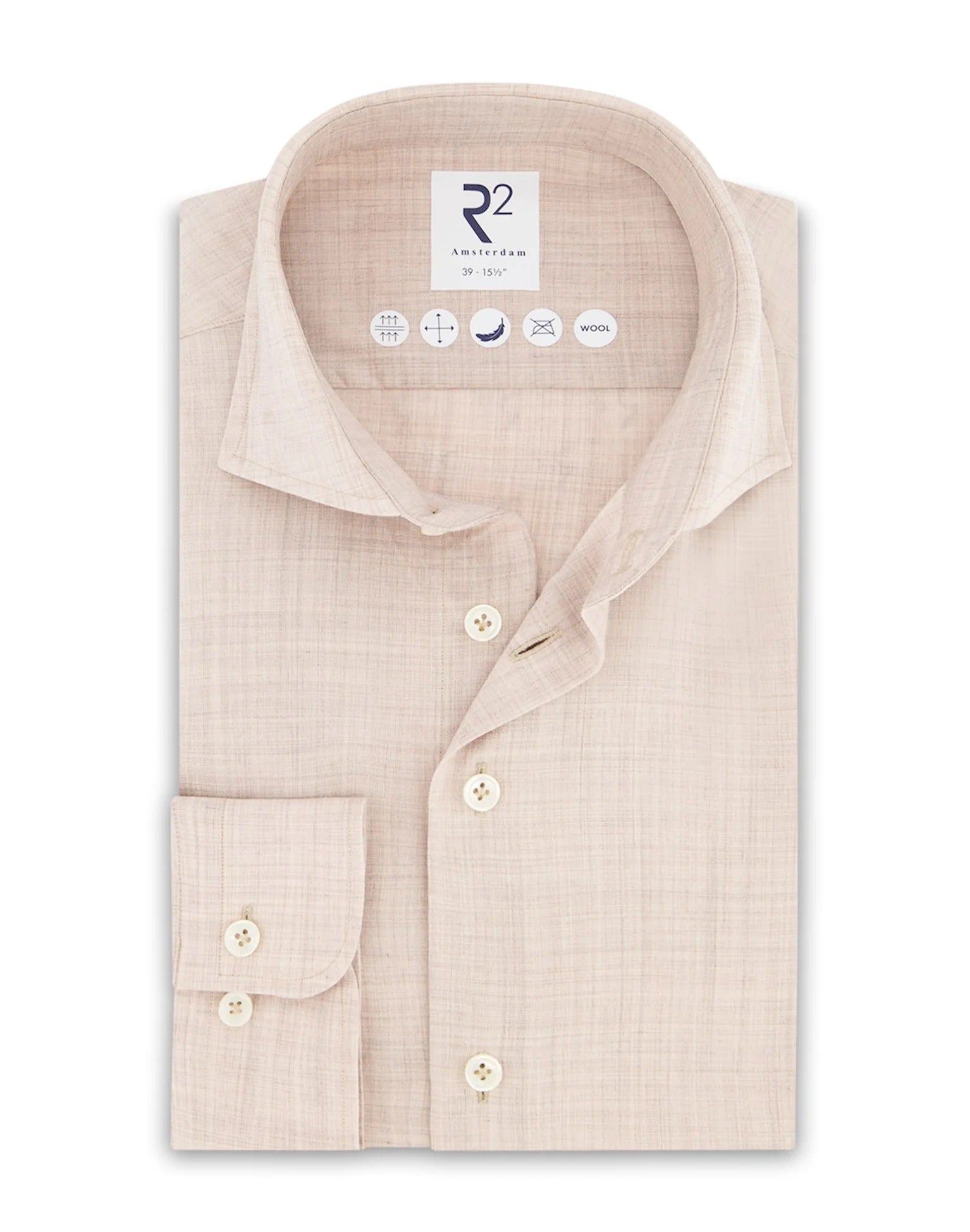 Brand Partner,R2 Amsterdam, R2 Amsterdam Oatmeal 100% Wool Long Sleeve Button Up Shirt, Tan, Medium-43-Tag41