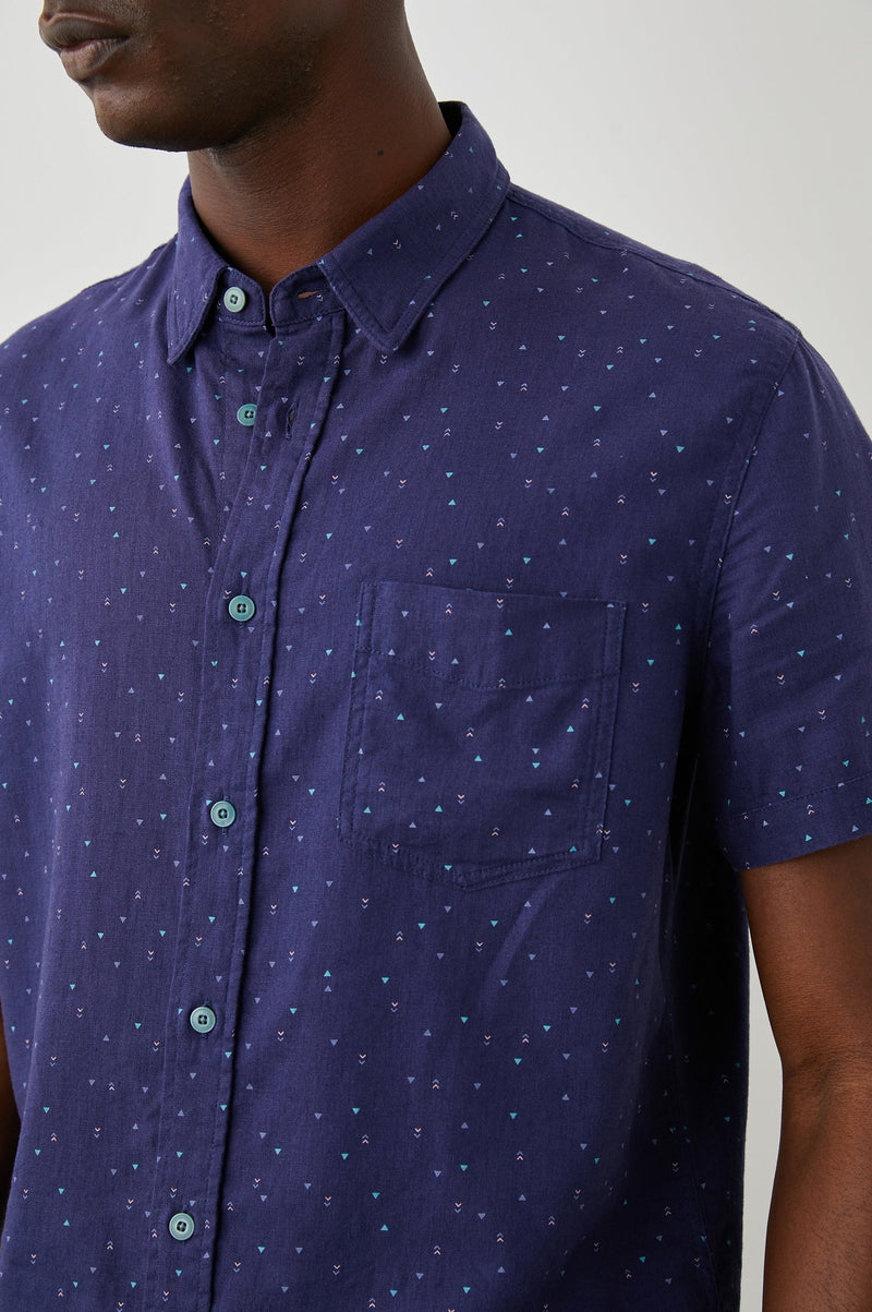 Rails Navy Triangle Print Short Sleeve Button Up Shirt