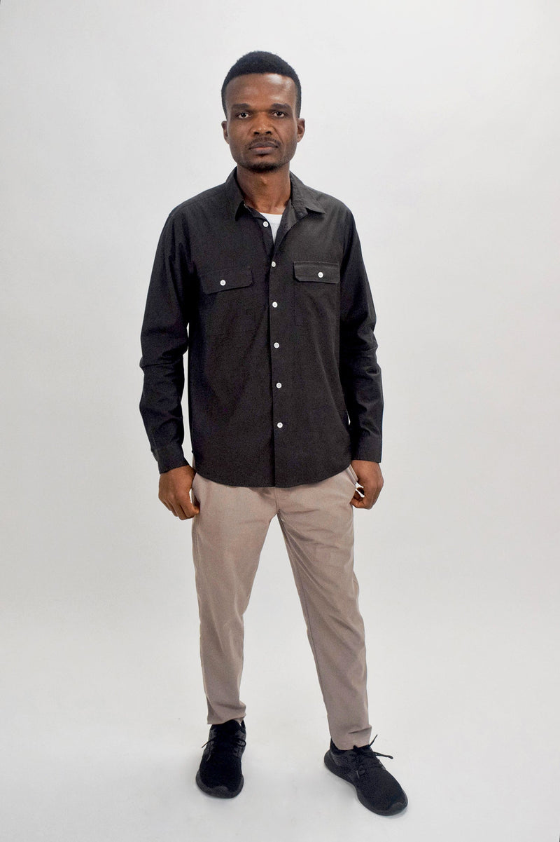 Theory Brown Slim Fit Button-Up Shirt