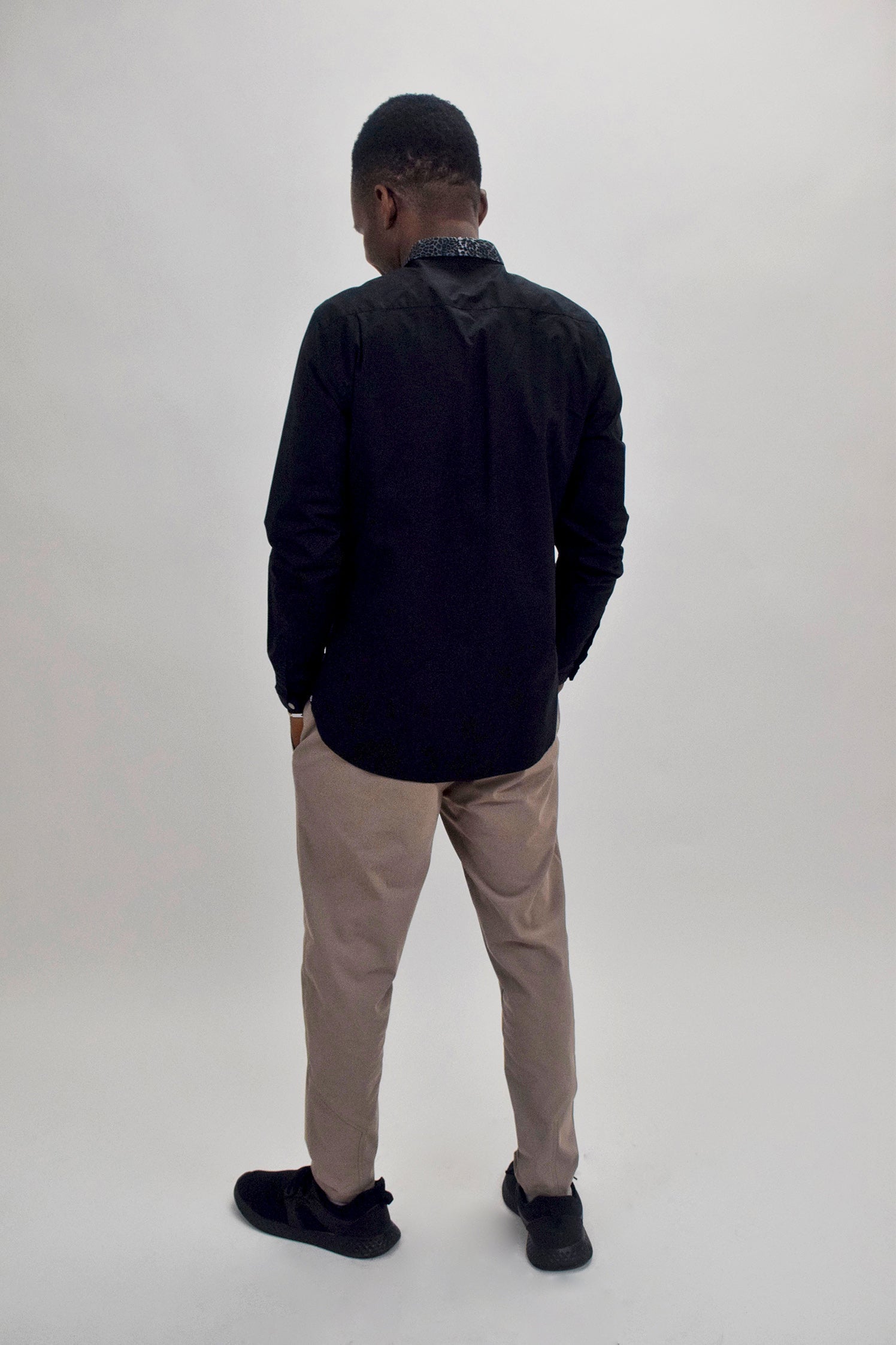 The RealReal,The Kooples, The Kooples Black Button Up Shirt With Contrast Animal Print Collar, Black, Small-41-TagS