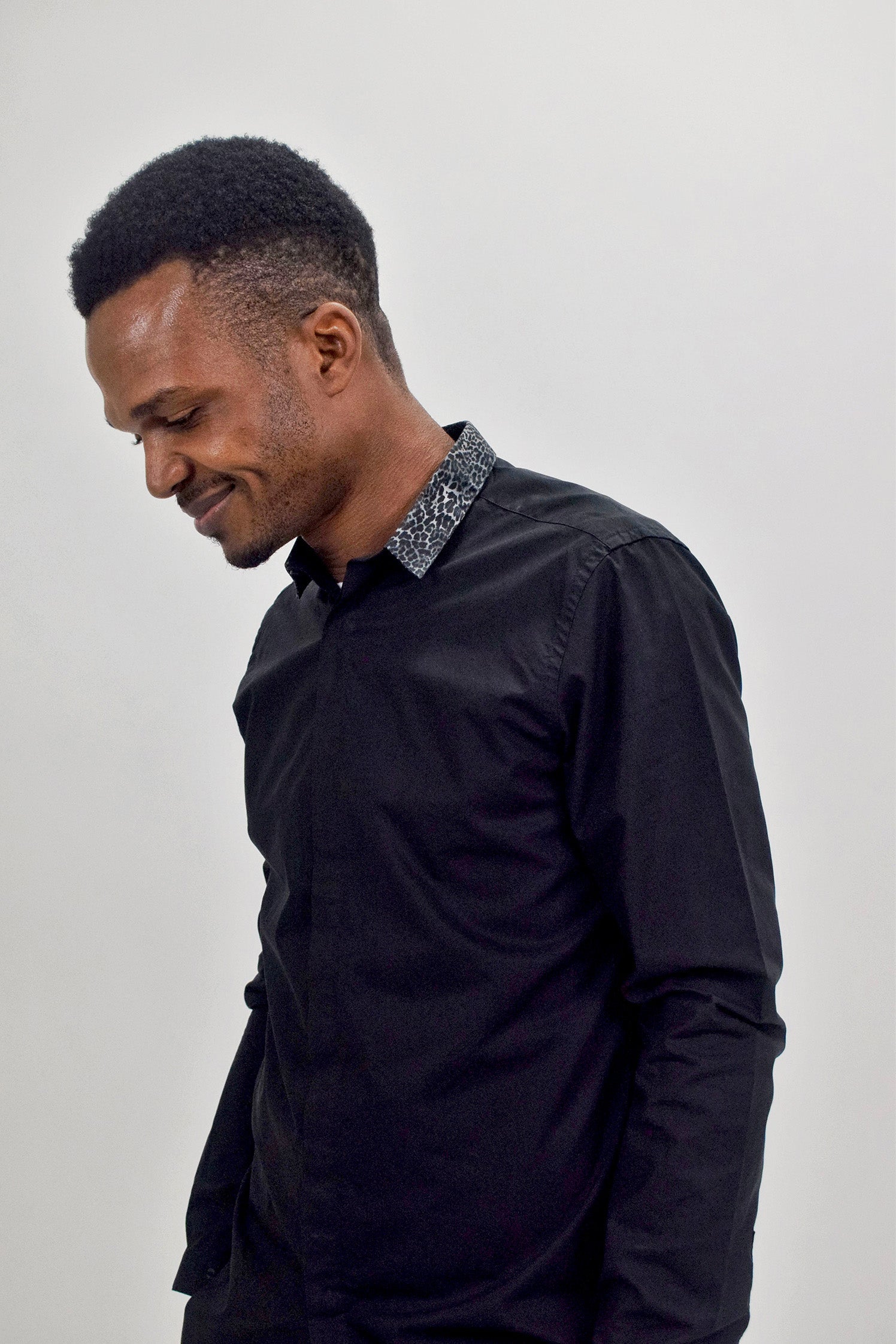 The RealReal,The Kooples, The Kooples Black Button Up Shirt With Contrast Animal Print Collar, Black, Small-41-TagS