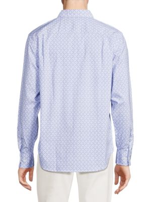 Other,Tommy Bahama, Tommy Bahama Blue/White Sarasota Geo Print Shirt, Blue, Small-42-TagSMedium-44-TagM